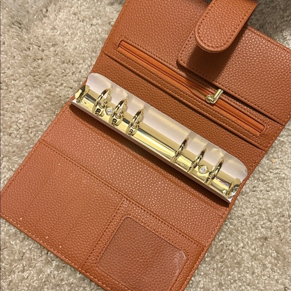 A6 Personal Binder Brown Pebbled Leather Wallet/Planner